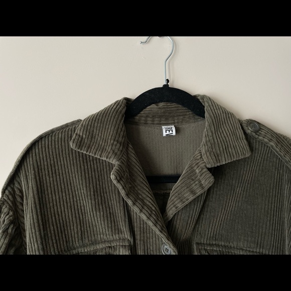 Pixie Market Olive Corduroy Belted Dress / Shirt - Picture 5 of 9